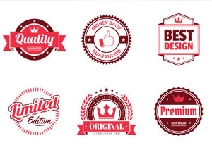 Six logo design examples all in red theme.