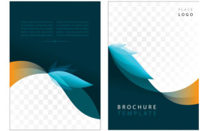 Blue and orange brochure design template. Minimal graphic.