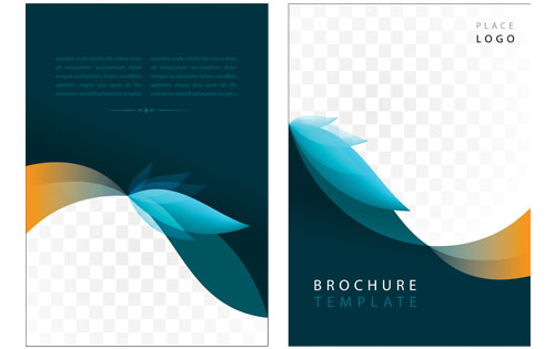 brochure-design-and-content Blue and orange brochure design template. Minimal graphic.