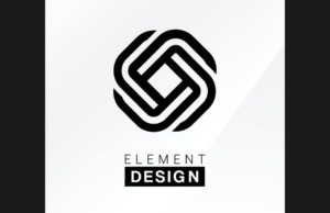 Example logo design. Minimal black lines wrap into a sphere leaving a square in the center.