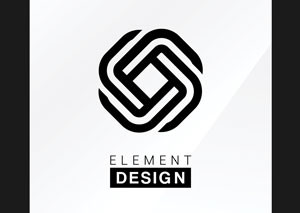Example logo design. Minimal black lines wrap into a sphere leaving a square in the center.