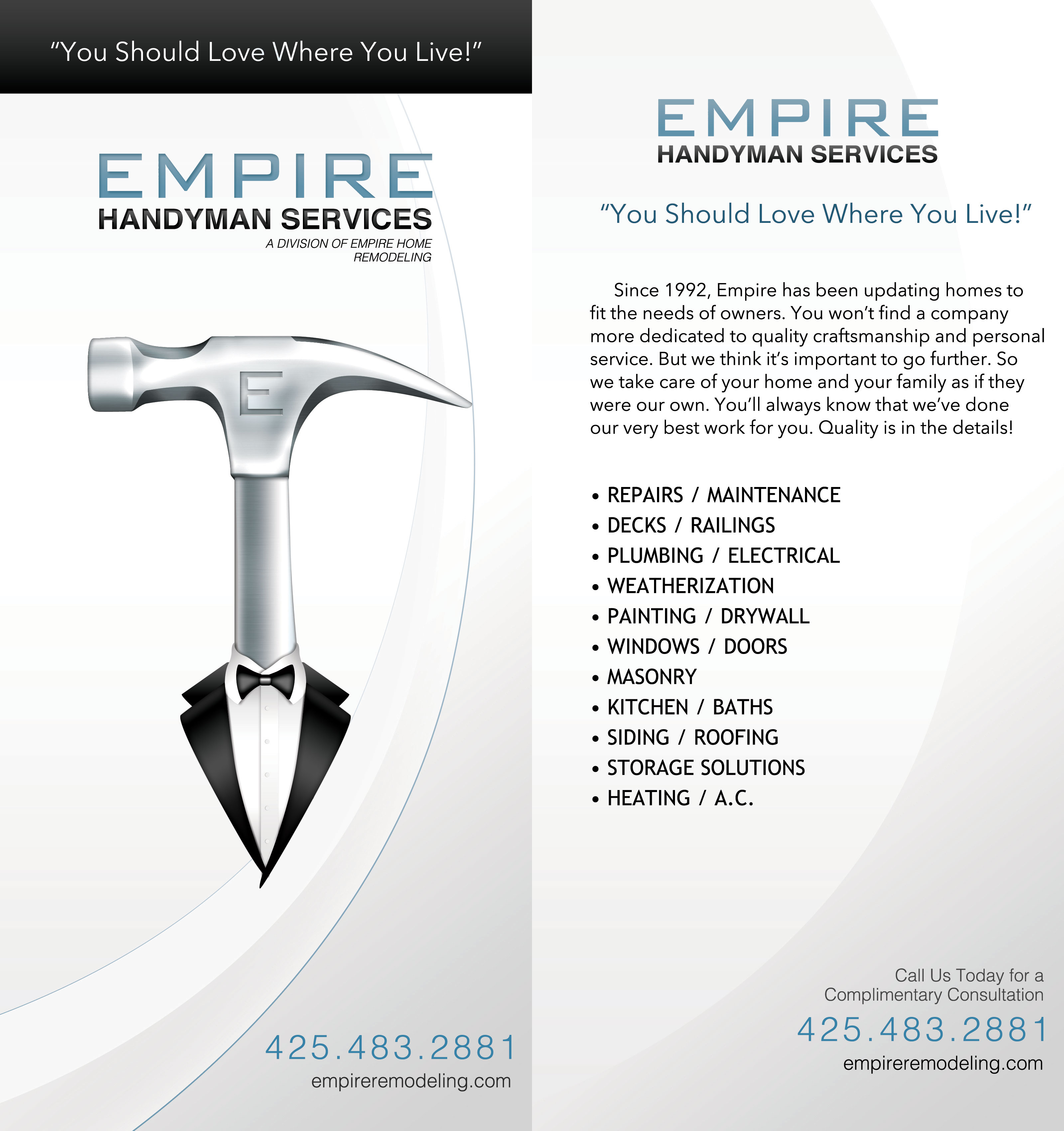Brochure design for Empire Handyman Services.