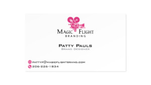 Business card for Magic Flight Branding. Minimal design with logo.