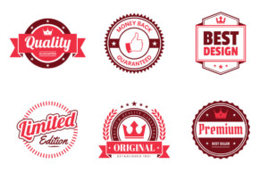 Six logo design examples all in red theme.