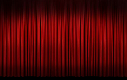 slide-deck-videos Red stage curtains closed.