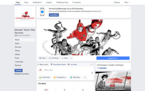 Facebook page design for Monster Tamer Web Hosting.