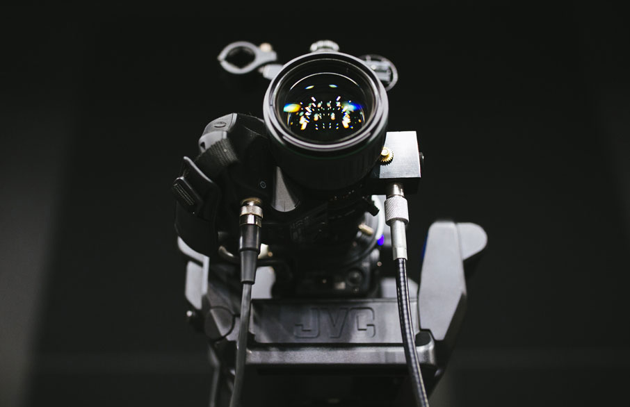 video Closeup of large professional film camera.