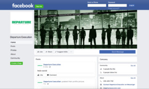 Facebook page design for Departure Execution. Screenshot