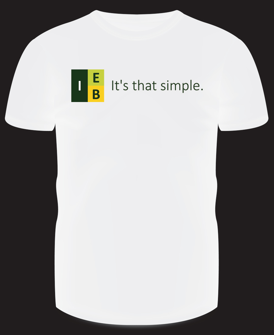White t-shirt mockup design for IEB using their company logo.