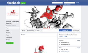 Facebook page design for Monster Tamer Web Hosting. Screenshot