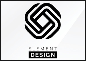 Example logo design. Minimal black lines wrap into a sphere leaving a square in the center.